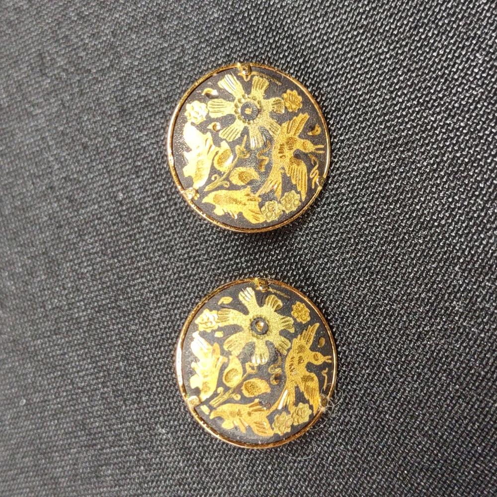 Damascene Button Earrings
